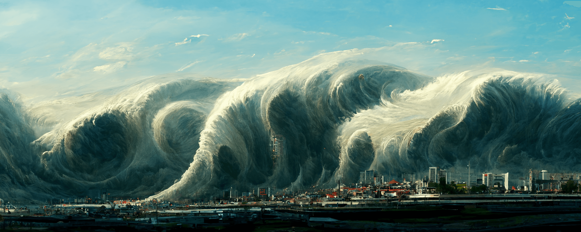Tsunami over city