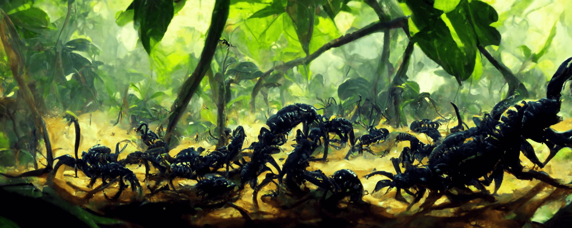 Scorpions fighting in a forest